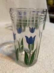 Vintage 1940s Kraft Swanky Swigs Set Juice Tumbler Lot of 6 Blue Tulip