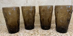 Vtg MCM Bryce El Rancho Brown 5 ½” Tall Flat Iced Tea Tumbler(s) 16 oz Set of 4