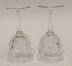 GORHAM Cherrywood Pattern Wine Glasses Crystal Cut Fan 5 5/8″T Vintage Set of 2