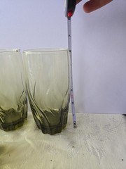 8 Vintage Libbey Crisa Olive Green Swirl Twist Drinking Glasses Tumblers 2 Sizes