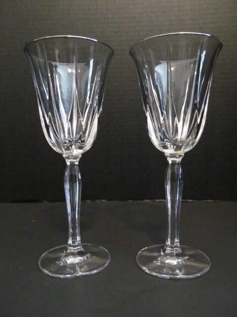 NORITAKE CRYSTAL WINE GLASSES 2 VENDOME PLATINUM RIM MADE IN GERMANY