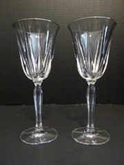 NORITAKE CRYSTAL WINE GLASSES 2 VENDOME PLATINUM RIM MADE IN GERMANY
