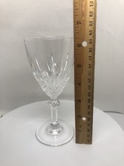 Crystal Wine Glass Diamond Cut Ball On Stem 6.25” Tall Sparkly Etched Goblet