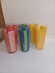 Vintage Summertime Rainbow Striped Set Of Six Tumblers Pre-owned 6.5 Inches