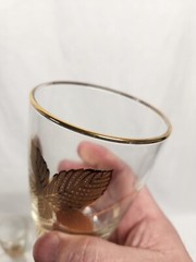 Libbey Gold Leaf Tumblers Glasses 5.25″ Rounded Vintage Set of 4