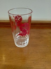 Vintage Red Morning Glory Flower White Fence Glass