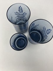 Vintage MCM Libbey Bolero Blue Wheat Juice Tumbler Glasses