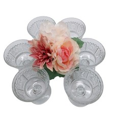 Set of 6 Antique Westmorland Princess Feather Clear Low Sherbet Glasses