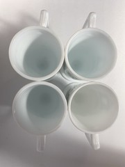 Vintage Set of 4 each Lehr’s Greenhouse California Milk Glass Tea Coffee Mug