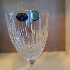 Vintage Bohemia 24% Lead Crystal Wine Glasses Set of 2 Czech Cut Glass