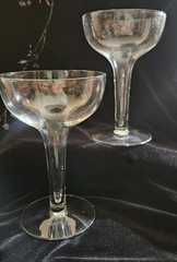2 Hollow Straight Stemmed Champagne Coupe Glasses Hand Made