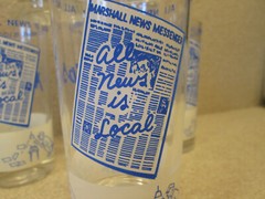 Set 6 Vintage Newspaper Newstips ALL NEWS IS LOCAL Headline Tumblers Glasses 5.5