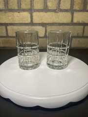 Vintage Anchor Hocking Tartan Manchester Plaid Clear Juice Glass Set Of 2