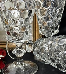 Westmoreland Thousand Eye Juice Glasses Set 4 Clear Stemmed Vintage Glasses