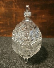 Vintage Hofbauer Germany Cut Lead Crystal «Byrde» Pattern Covered Candy Box