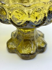 4 Tiffin Franciscan Madeira Olive Green Footed Uranium Glass Goblets 5.5 In