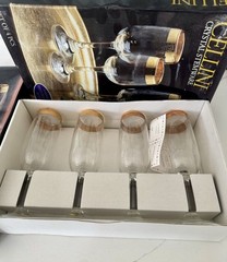 8 CELLINI 24k Gold Handcrafted Crystal Stemware – Made in Italy. 2 Boxes of 4