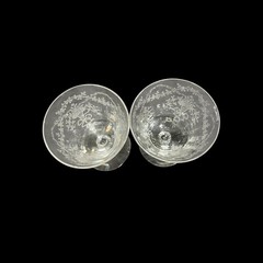 Pair Fostoria Corsage Etched Crystal Oyster Glass Cocktail Glasses 3.5″