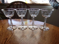 Champagne 6 Oz Rock Sharpe Debut Etched Floral Cut Blown Fancy Stem – Set of 4
