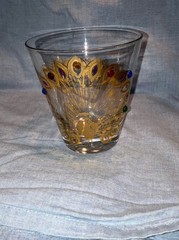 Vintage 22K Gold Peacock Jeweled Low Ball Rock Glasses Culver – Set of 4