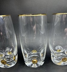 8 Pc Gilded MCM Bohemian Czech Glass Golden Zuzana Tumblers Shot Glasses