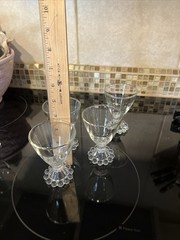 4 Vtg Anchor Hocking Pedestal Cordials. 4″ so dainty & cute. Pre-owned Unmarked