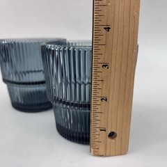 Crate And Barrel Atwell Pair Of Grey Blue Old Fashioned Whiskey Glasses Robbed