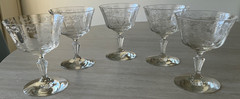 5 Fostoria Midnight Rose Clear Low Sherbets 4 3/8” Tall-Elegant Glass 1933-1957