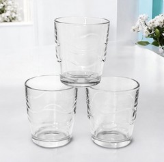 Set of 3 Libbey WAVES Clear Stackable 11.5 OZ Double Old Fashioned Glasses MINT