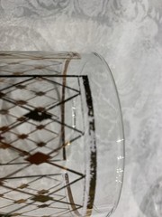 George’s Briard Double Old Fashioned Glasses (4) Lattice/Diamond Signed 22k MCM