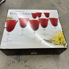 Home Essentials & Beyond Ruby Red 14 oz Goblets, Set of 8 Glass Wine Goblets (L)