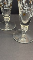 Vintage Gold Gilt Etched Champagne Flutes Set 6 Elegant Floral Glasses