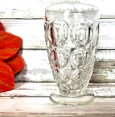 Jeannette 6 oz Clear PILGRIM THUMBPRINT Footed Juice Glass Tumbler (big)