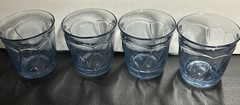 4 Noritake Sweet Swirl Blue Double Old Fashion Drinking Glasses Some Cloudiness
