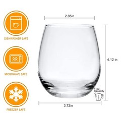 Stemless Wine Glasses Set of 12,16 OZ Stemless Wine Glass Cups,Clear Christmas