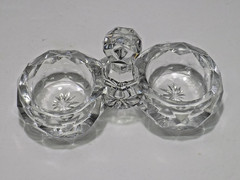 Baccarat Depose Model 11 Leaded Crystal Center Handled Double Shaker Stand