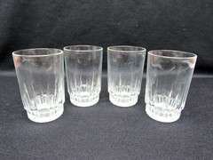 Set of 4 Arcoroc France Clear Glass Tumblers 3.5” Faceted Bistro Juice water