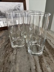Clear Dimpled Pinched Grip Glass Tumblers – 6 1/4 inches tall – Set of 5