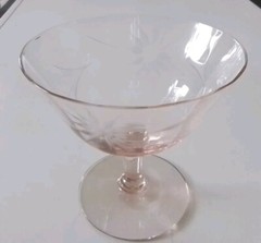 Elegant Pink Wheel Etched Depression Era Champagne Glasses 12pc (#471)