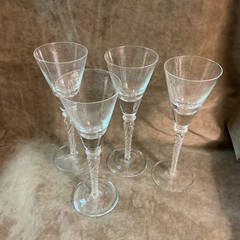 Vintage Bohemian Crystal Crystalex Air Twist Stem Lot Of 4 Glass Goblet