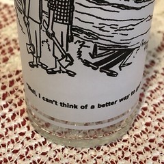 Vintage Federal Glass Adult Cartoon Frosted Tumblers-Set Of 5