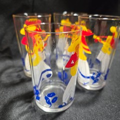 Hazel Atlas MCM Spanish Mexican Fiesta Tumblers Juice Glasses Set of 4