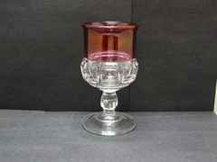 Vintage Tiffin Glass Kings Crown Ruby Flashed Thumbprint 8oz 5 3/4” Water Goblet