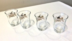MCM GOLD GRAPES & LEAVES VINTAGE SHOT / CORDIAL GLASSES CLEAR w/GOLD LOT OF 4