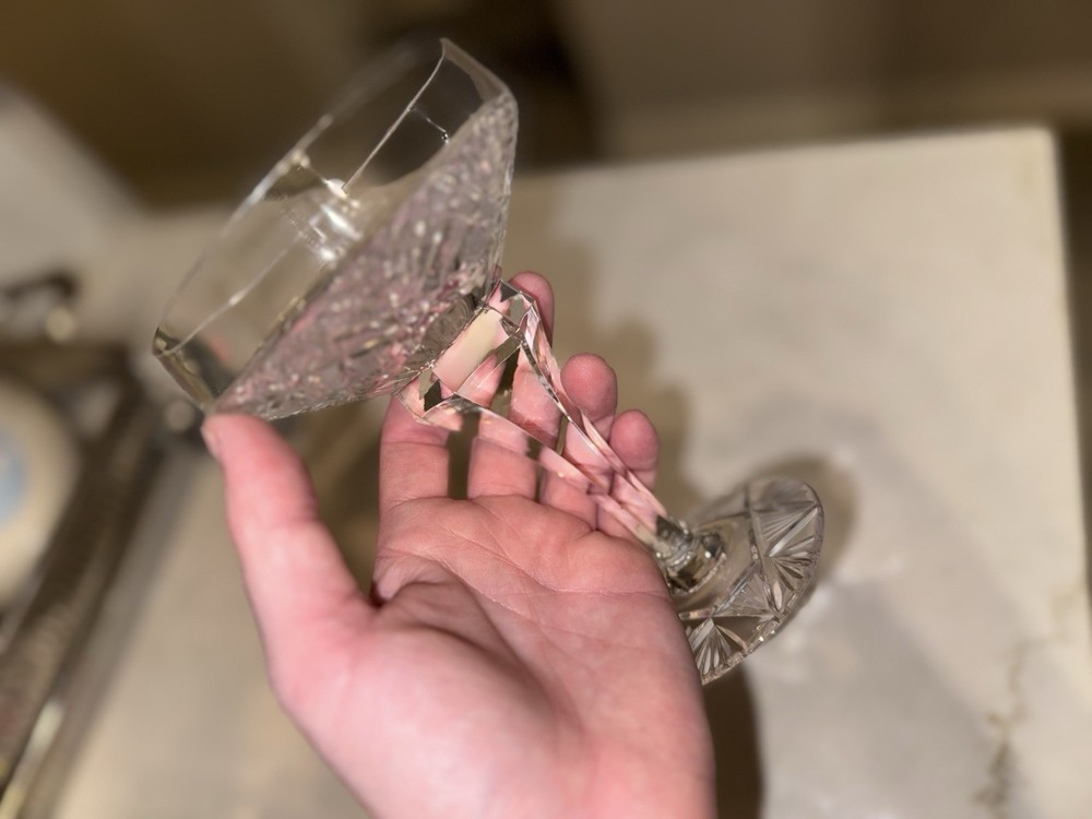 Vintage Cut Glass Coupe Cup Wine or Champagne Glass