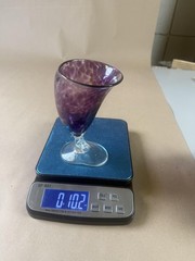 Unmarked Purple Art Glass Goblet Speckled Hand Blown Twisted Stem Decor Modern