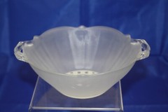 Vintage Lancaster Frosted Glass Cane Bottom Two Handled Bowl. EUC