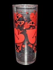 Anchoring Hocking Love Bug Lady Bug Red Heart Cylinder Cocktail Glass or Vase 6″