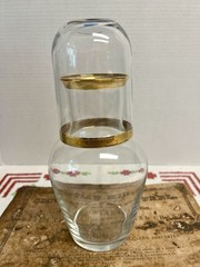 Imperial Crystal Collection Bedside Water Carafe Tumble Up 24k Gold Decorated
