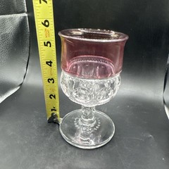 Vintage Tiffin Franciscan Kings Crown Cranberry Flash Glass Water Goblet 5.75”